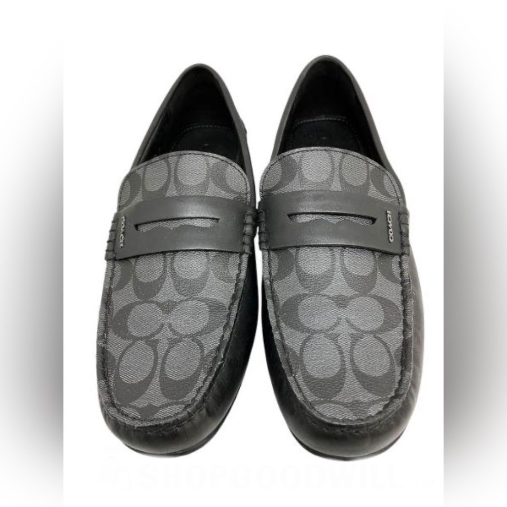 COACH Men's Black Leather Mott Driver Signature C Loafer Shoes Size 11D
